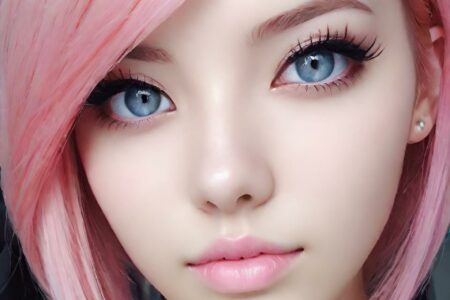 AI girl with pink hair wallpaper