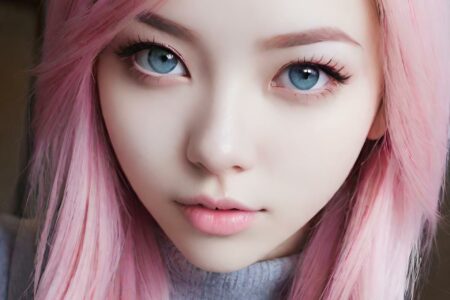 AI girl with pink hair wallpaper