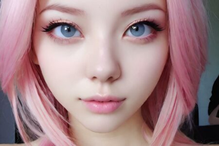 AI girl with pink hair wallpaper