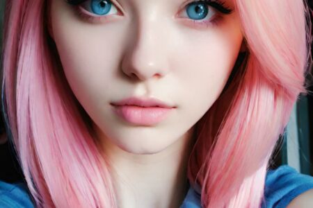 AI girl with pink hair wallpaper