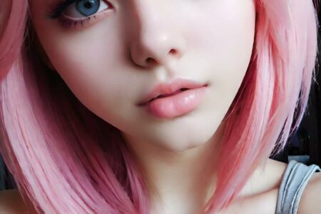 AI girl with pink hair wallpaper