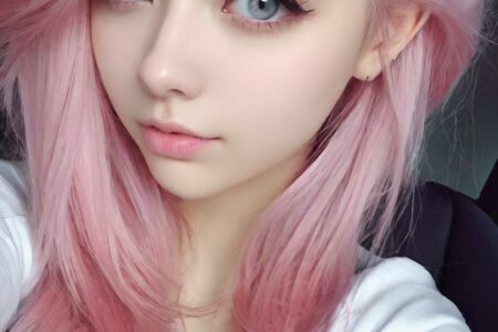AI girl with pink hair wallpaper