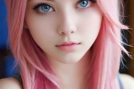 AI girl with pink hair wallpaper