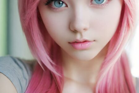 AI girl with pink hair wallpaper
