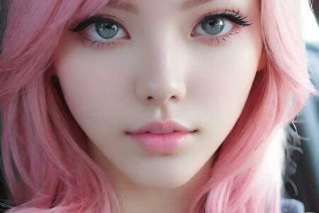 AI girl with pink hair wallpaper