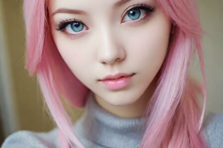 AI girl with pink hair wallpaper