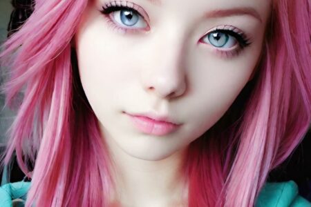 AI girl with pink hair wallpaper