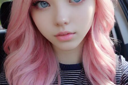 AI girl with pink hair wallpaper