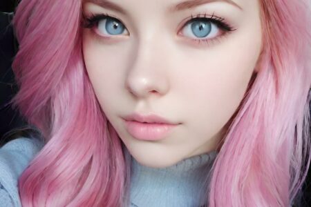 AI girl with pink hair wallpaper