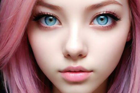 AI girl with pink hair wallpaper
