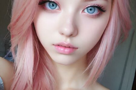 AI girl with pink hair wallpaper