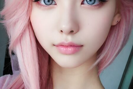 AI girl with pink hair wallpaper