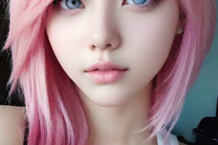 AI girl with pink hair wallpaper