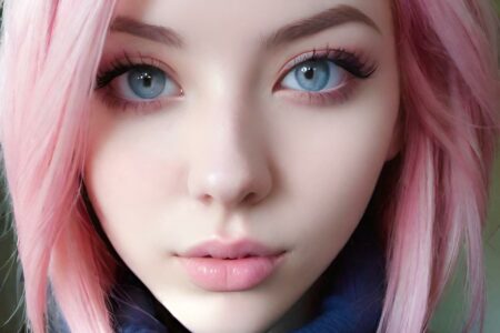 AI girl with pink hair wallpaper