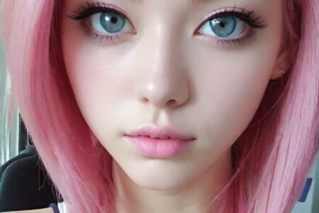 AI girl with pink hair wallpaper
