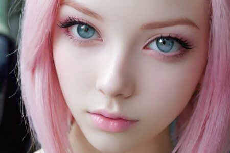 AI girl with pink hair wallpaper