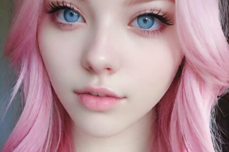AI girl with pink hair wallpaper