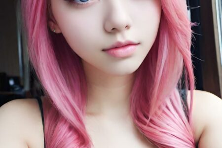 AI girl with pink hair wallpaper