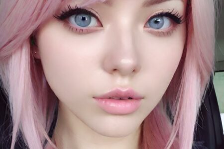 AI girl with pink hair wallpaper
