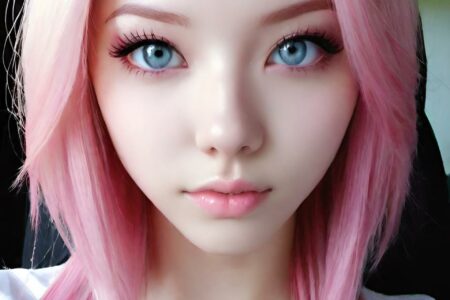 AI girl with pink hair wallpaper