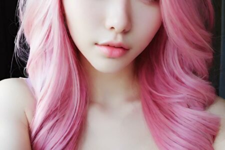 AI girl with pink hair wallpaper