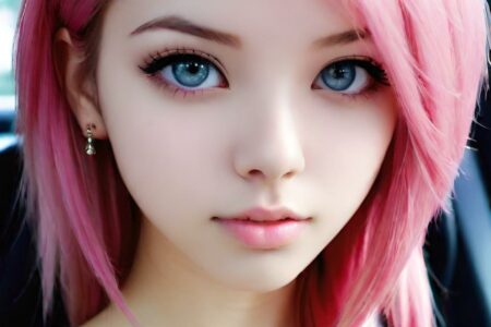 AI girl with pink hair wallpaper
