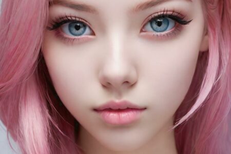 AI girl with pink hair wallpaper