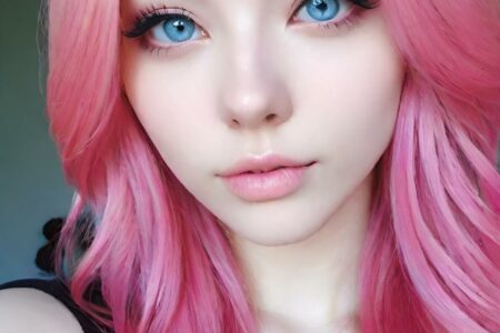 AI girl with pink hair wallpaper