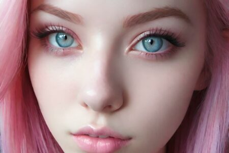 AI girl with pink hair wallpaper