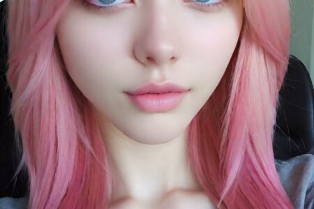 AI girl with pink hair wallpaper