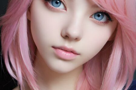 AI girl with pink hair wallpaper
