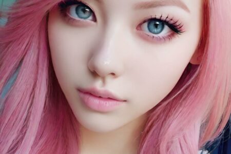 AI girl with pink hair wallpaper