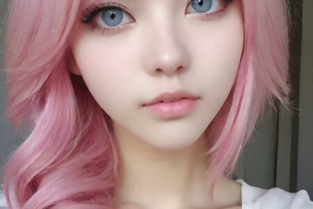 AI girl with pink hair wallpaper