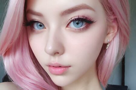 AI girl with pink hair wallpaper