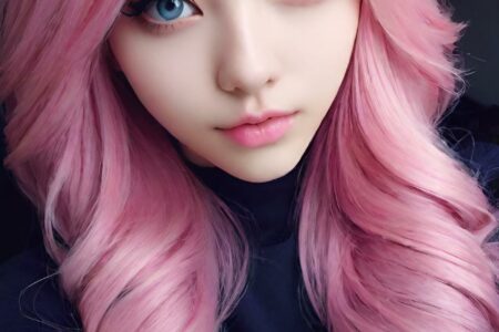 AI girl with pink hair wallpaper