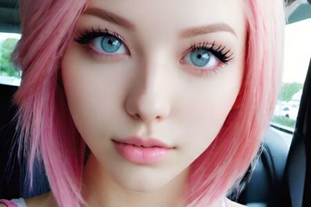 AI girl with pink hair wallpaper