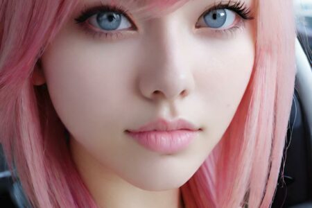 AI girl with pink hair wallpaper