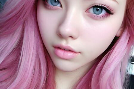 AI girl with pink hair wallpaper