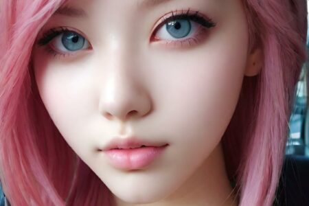 AI girl with pink hair wallpaper