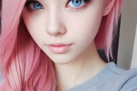 AI girl with pink hair wallpaper