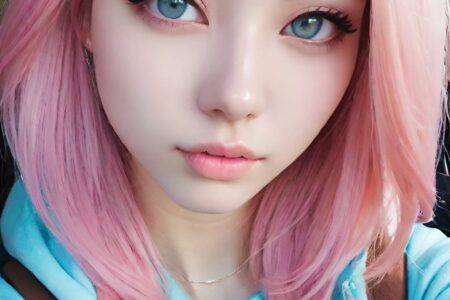 AI girl with pink hair wallpaper