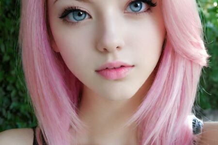 AI girl with pink hair wallpaper