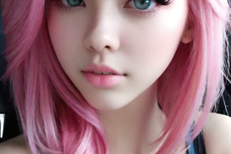 AI girl with pink hair wallpaper