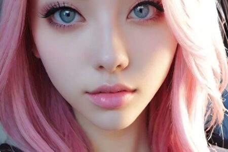 AI girl with pink hair wallpaper