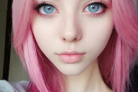 AI girl with pink hair wallpaper