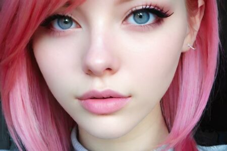 AI girl with pink hair wallpaper