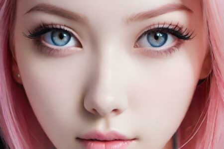 AI girl with pink hair wallpaper