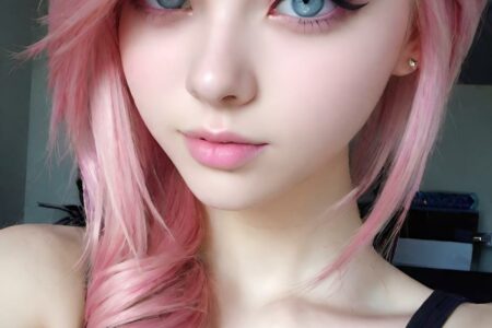 AI girl with pink hair wallpaper