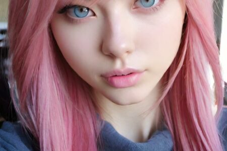 AI girl with pink hair wallpaper