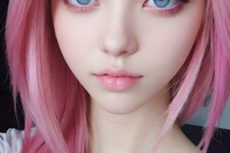 AI girl with pink hair wallpaper